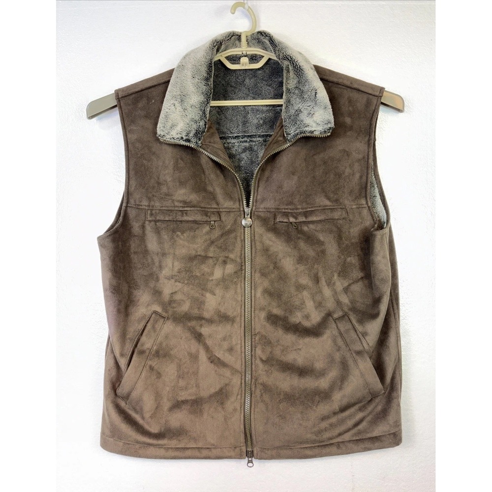 Rainforest RFT Vest Men's Sz L Microsuede Olive Green Sherpa‎ Lined Zip Outdoor